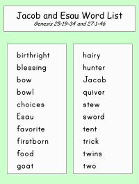 Jacob and Esau Word List
