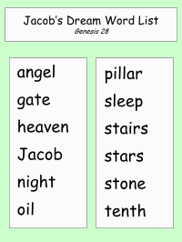 Jacob's Dream Word Lists worksheets