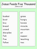 Jesus feeds 5000 word list