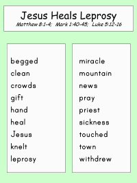 Jesus heals leprosy word lists