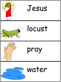 Jesus is Baptized word wall worksheets