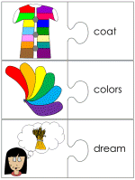 Joseph and his coat of many colors word match worksheets