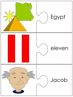 Joseph and his coat of many colors word match worksheets