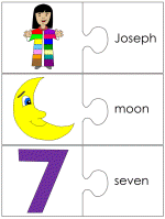Joseph and his coat of many colors word match worksheets