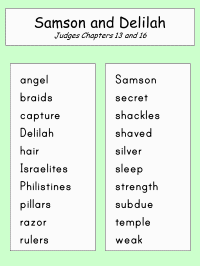 Samson and Delilah Word List