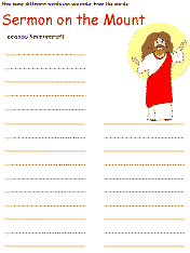 Sermon on the Mount word mining sheets